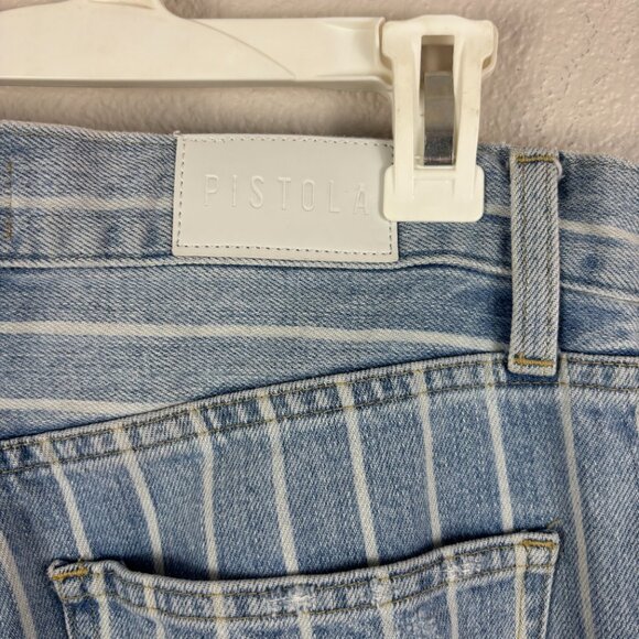 Pistola Womens Blue Striped Stretch High Rise Straight Leg Denim Jeans Size 28 - Picture 5 of 11